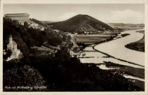 Ak Donaustauf in der Oberpfalz, Walhalla bei Regensburg, Panorama, Donautal