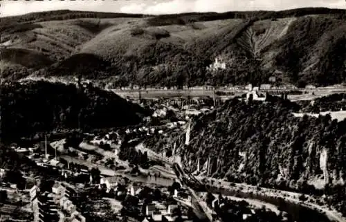 Ak Niederlahnstein Lahnstein am Rhein, Gesamtansicht, Lahneck, Allerheiligenberg, Stolzenfels