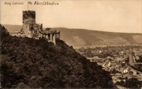 Ak Oberlahnstein Lahnstein am Rhein, Burg Lahneck, Panorama