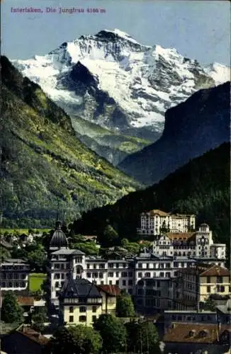 Ak Interlaken Kanton Bern Schweiz, Teilansicht, Jungfrau