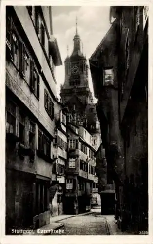 Ak Stuttgart, Partie in der Turmstraße mit Blick auf die Kirche