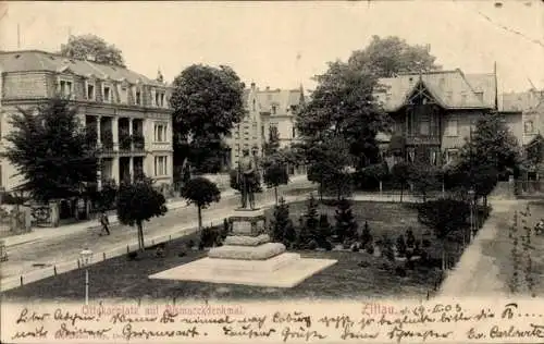 Ak Zittau in der Oberlausitz, Ottokarplatz mit Bismarckdenkmal