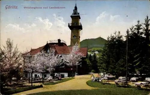 Ak Görlitz in der Lausitz, Landeskrone, Weinberghaus, Turm