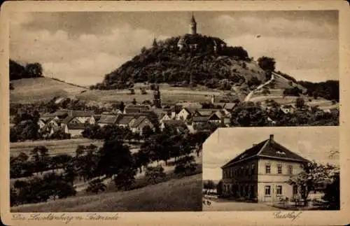 Ak Seitenroda in Thüringen, Gesamtansicht, Leuchtenburg, Gasthof Seitenroda