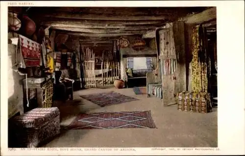 Ak Grand Canyon Arizona USA, Hopi House, ein Zimmer im Obergeschoss