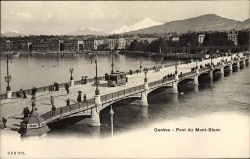 Ak Genf Stadt, vue générale du Pont du Mont Blanc