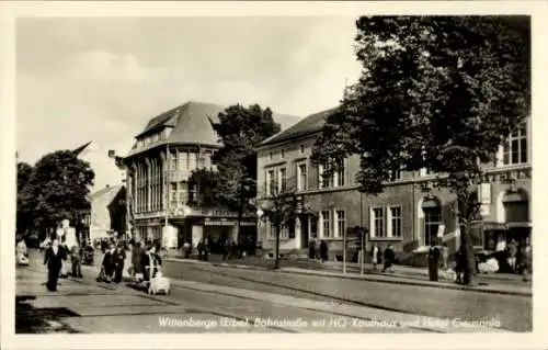 Ak Wittenberge an der Elbe Prignitz, Bahnstraße, HO-Kaufhaus, Hotel Germania