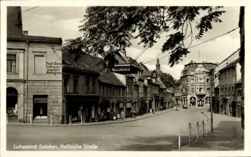 Ak Lutherstadt Eisleben, Hallesche Straße, Bauklempnerei Paul Wien