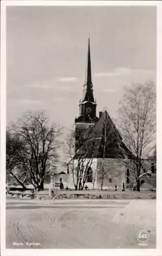 Ak Mora Schweden, Kirche im Winter