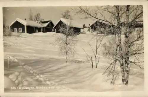 Ak Gåslungen Norwegen, Häuser, Schnee