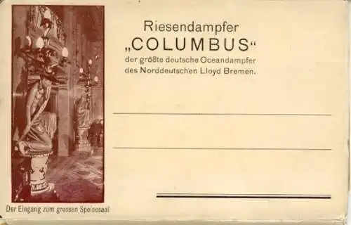 Set von 10 AK im Umschlag Riesendampfer "Columbus", der größte deutsche Oceandampfer