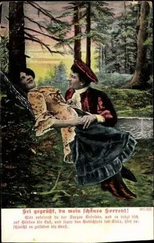 Set von 3 AK liebespaar, Romantik