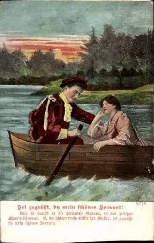 Set von 3 AK liebespaar, Romantik