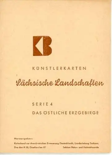 Set von 6 AK im Umschlag Sächsische Landschaften, Das Östliche Erzgebirge, Serie 4