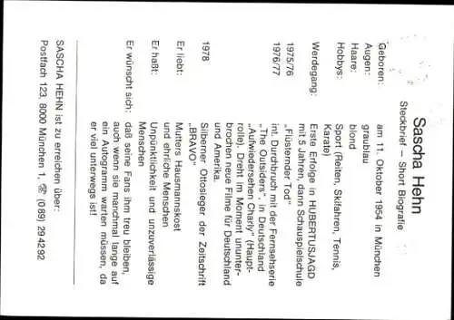 Ak Schauspieler Sascha Hehn, Portrait, Autogramm, Pepsi Logo