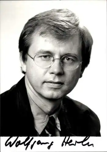 Ak Schriftsteller und Journalist Wolfgang Herles, Portrait, Autogramm