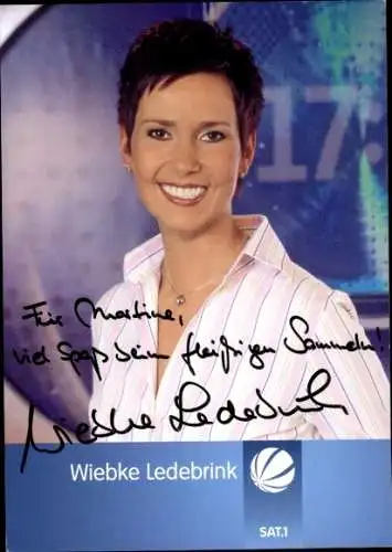 Ak Schauspielerin Wiebke Ledebrink, Portrait, Autogramm, SAT1 Logo
