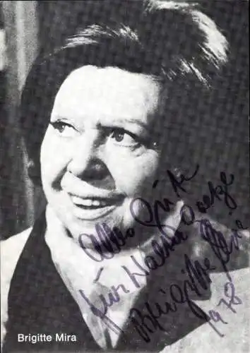 Ak Schauspielerin Brigitte Mira, Portrait, Autogramm