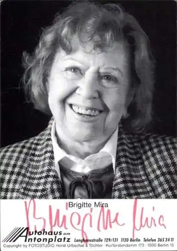Ak Schauspielerin Brigitte Mira, Portrait, Autogramm, Theater Jedermann
