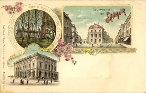 Litho Saumur Maine et Loire, Place de la Poste, Theater