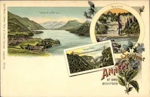 Litho Annecy Haute Savoie, Gesamtansicht, Brücke