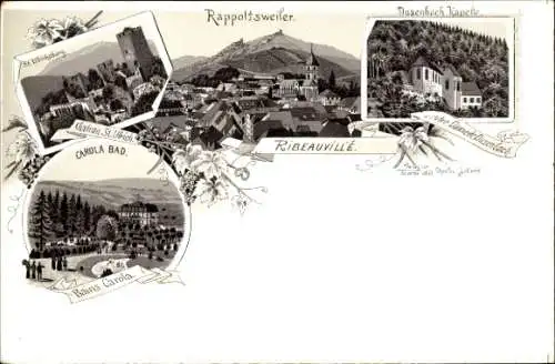 Litho Ribeauvillé Rappoltsweiler Elsass Haut Rhin, Carola-Bad, Dusenbach-Kapelle