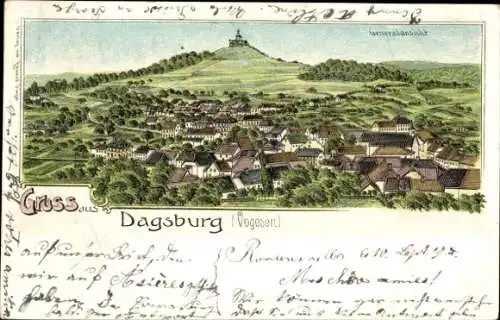 Litho Dagsburg Dabo Lothringen Moselle, Gesamtansicht