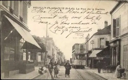 Ak Neuilly Plaisance Seine Saint Denis, Rue de la Station