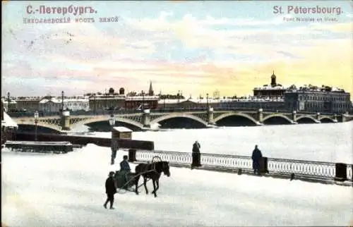 Ak Sankt Petersburg Russland, Nikolausbrücke