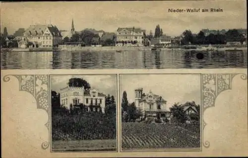 Ak Niederwalluf Walluf am Rhein, Gesamtansicht, Villa