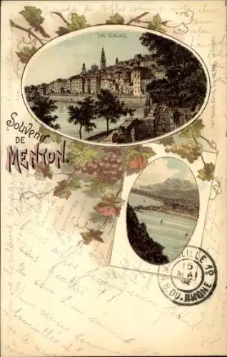 Litho Menton Alpes Maritimes, Gesamtansicht