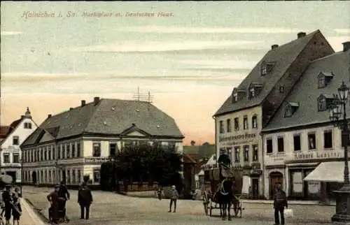 Ak Hainichen in Sachsen, Marktplatz, Deutsches Haus