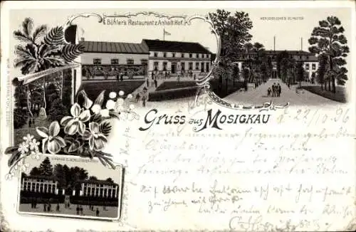 Litho Mosigkau Dessau in Sachsen Anhalt, Herzogliches Schloss, Böhler's-Restaurant