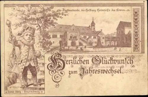 Litho Braunschweig in Niedersachsen, Hofburg Heinrichs des Löwen