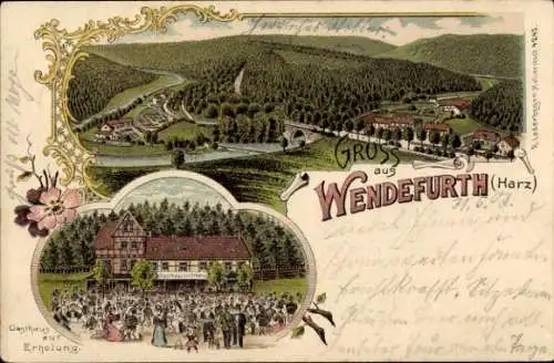 Litho Wendefurth Altenbrak Harz, Gasthof Zur Erholung