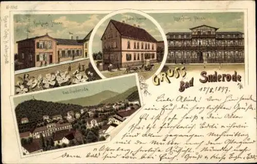 Litho Bad Suderode Quedlinburg im Harz, Hotel, Logirhaus, Kurhaus