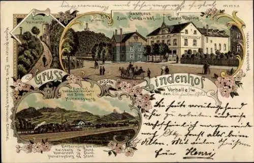 Litho Vorhalle Hagen in Westfalen Ruhrgebiet, Gasthaus Zum Lindenhof, Inh. Ewald Rüping