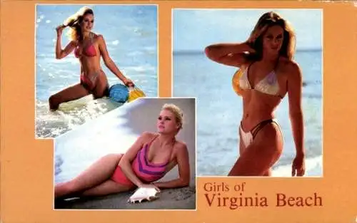 Ak Virginia Beach USA, Frauen in Bikinis, Badeanzug