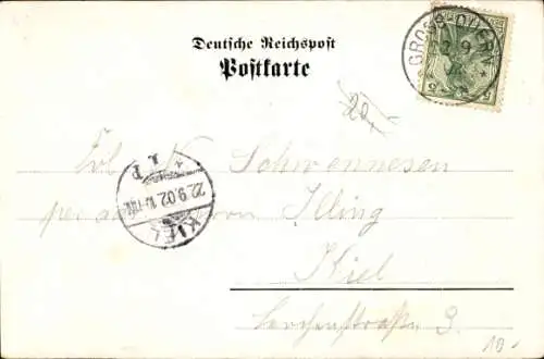 Ak Scheersberg Steinbergkirche in Angeln, Bismarckturm, Gedicht Carl Fr. Bosse