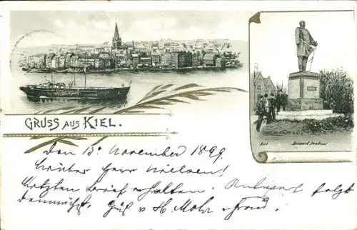 Litho Kiel, Blick auf den Ort, Bismarckdenkmal