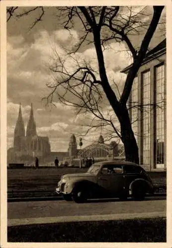 Ak Köln am Rhein, Ford Taunus 1.2 Ltr, Dom und Hohenzollernbrücke, Reklame