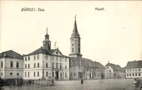 Ak Bürgel in Thüringen, Rathaus, Ratskeller, Kirche