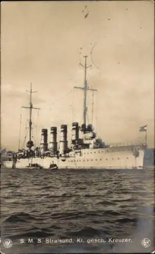 Ak Deutsches Kriegsschiff, S.M.S. Stralsund, Kleiner geschützter Kreuzer, Kaiserliche Marine