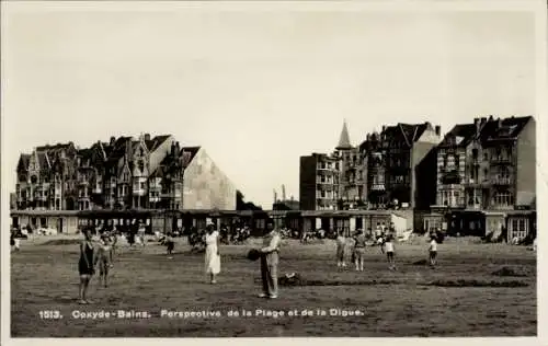 Ak  Koksijde Coxyde sur Mer Westflandern, Strandpartie, Hotels