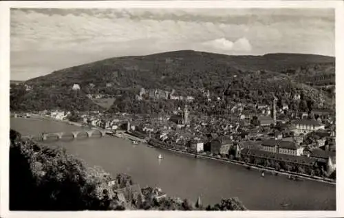 Ak Heidelberg am Neckar, Teilansicht, Blick vom Philosophenweg, Brücke, Aufnahme Rolf Kellner