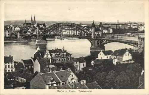 Ak Bonn Rhein, Totalansicht, Rheinbrücke