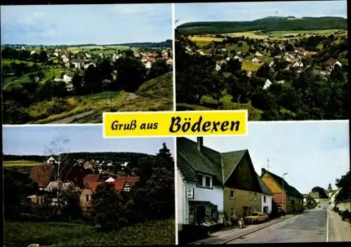 Ak Bödexen Höxter im Weserbergland, Panorama, Straßenpartie, Geschäft