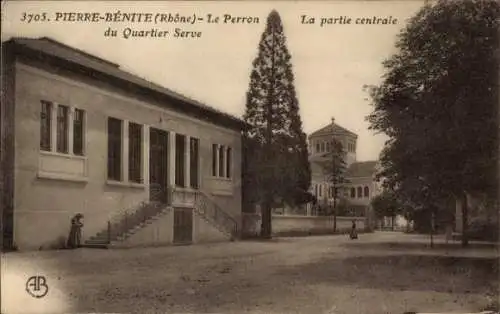 Ak Pierre Bénite Rhône, Le Perron, La partie centrale du Quartier Serve