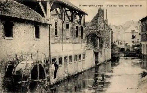 Ak Montargis Loiret, vue sur l'eau des Tanneries