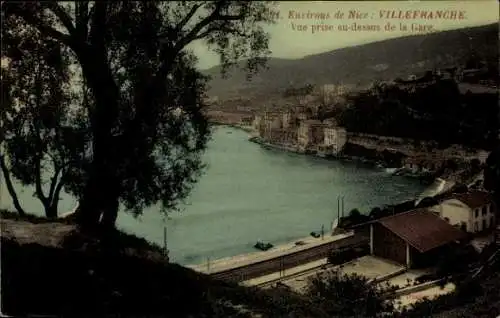 Ak Villefranche Frankreich, vue prise au-dessus de la Gare